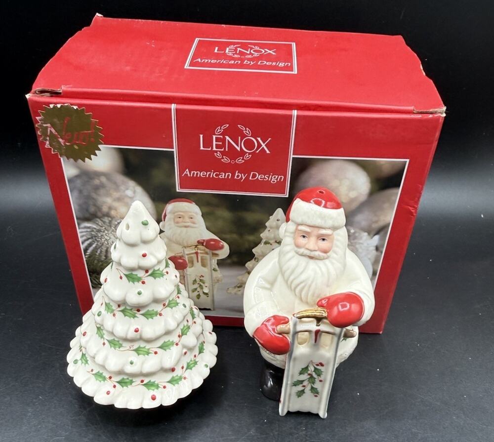 Lenox American By Design HOLIDAY Santa & Tree Salt and Pepper Shakers